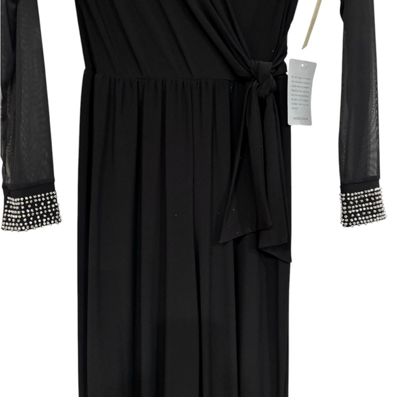 Nordstrom Tash + Sophie Black Jumpsuit with Sheer Sleeves Size Small New - Picture 3 of 6